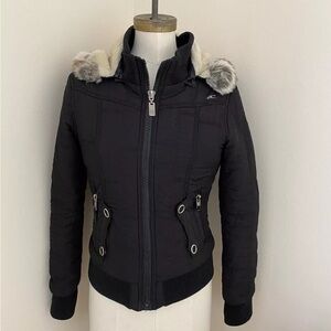 Y2K vintage fur hood bomber jacket